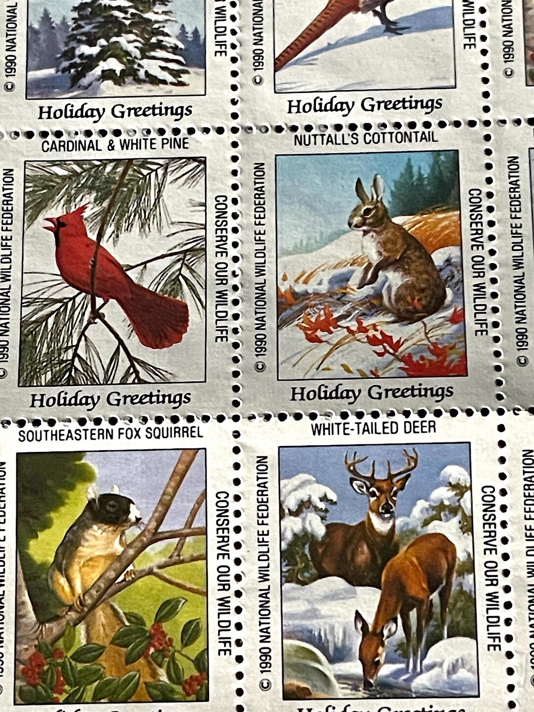 1990 National Wildlife Federation Christmas Stamps, 1 Sheet, Beautiful