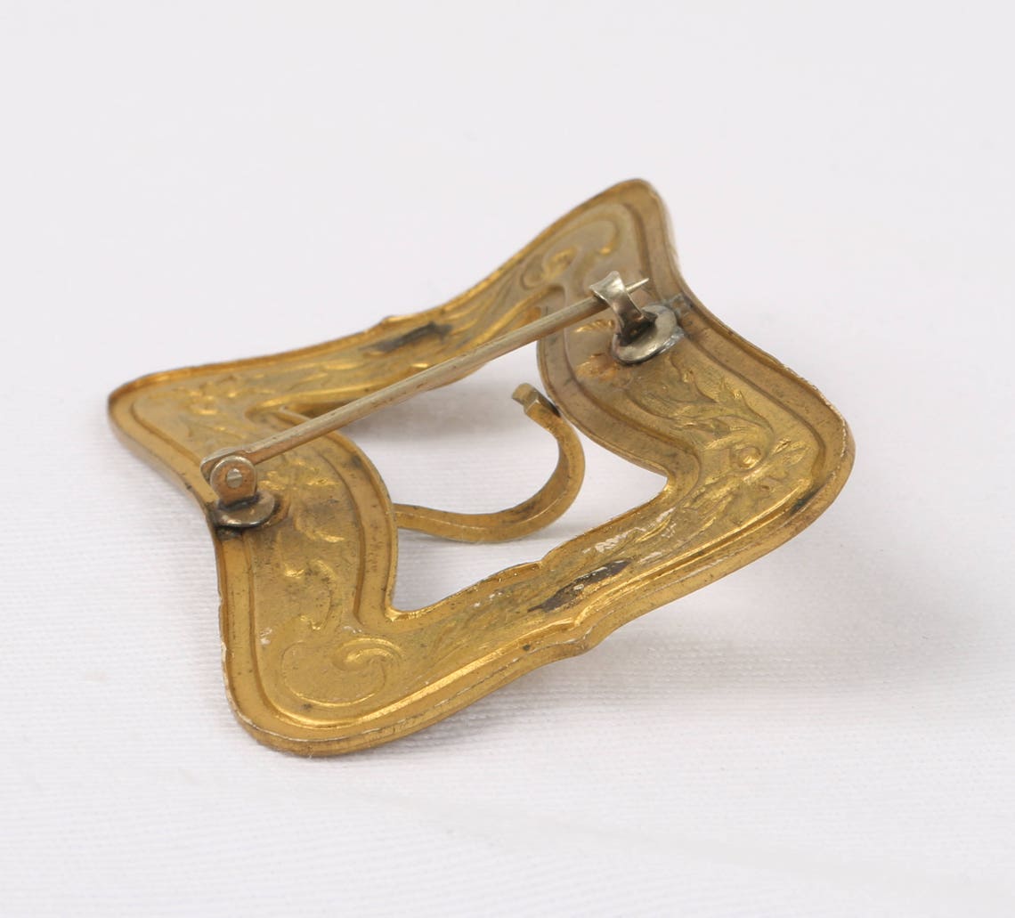 1800's Fancy Sash Buckle Art Nouveau Brass Sash Buckle Etsy