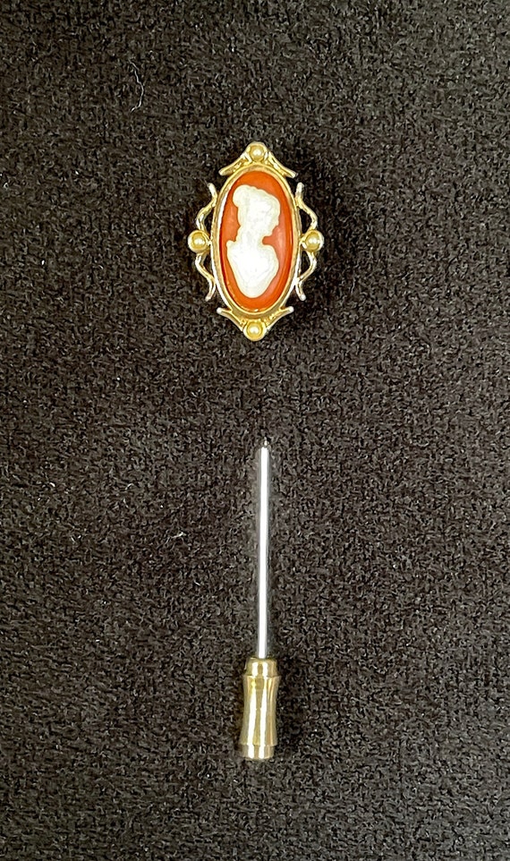 1970's AVON Cameo Stick Pin Plastic in Gold Tone M