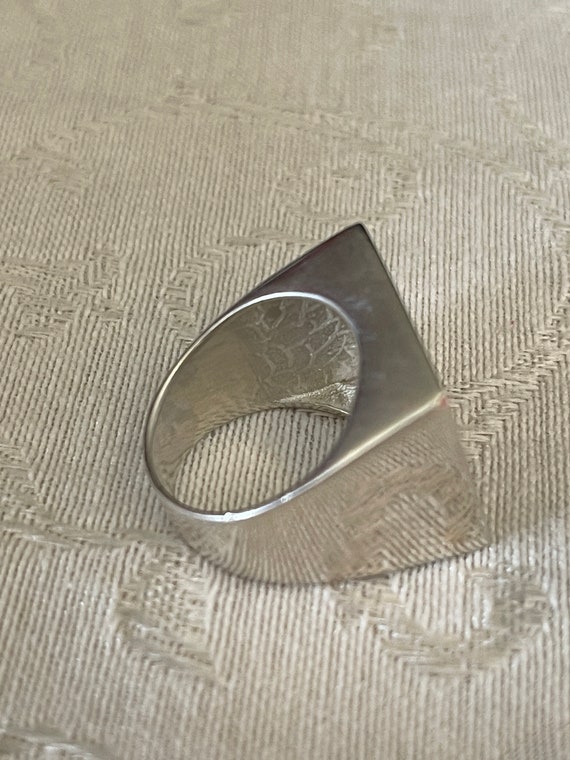 VTG Sterling Silver Flat Top Rectangular Ring wit… - image 7