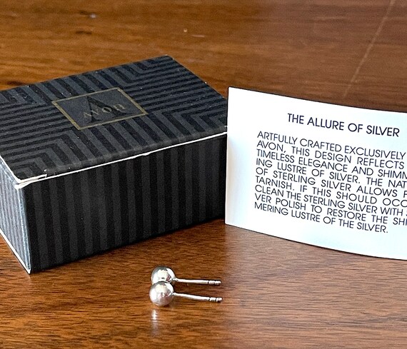 1995 AVON Sterling Silver Basic Ball Stud Earring… - image 3
