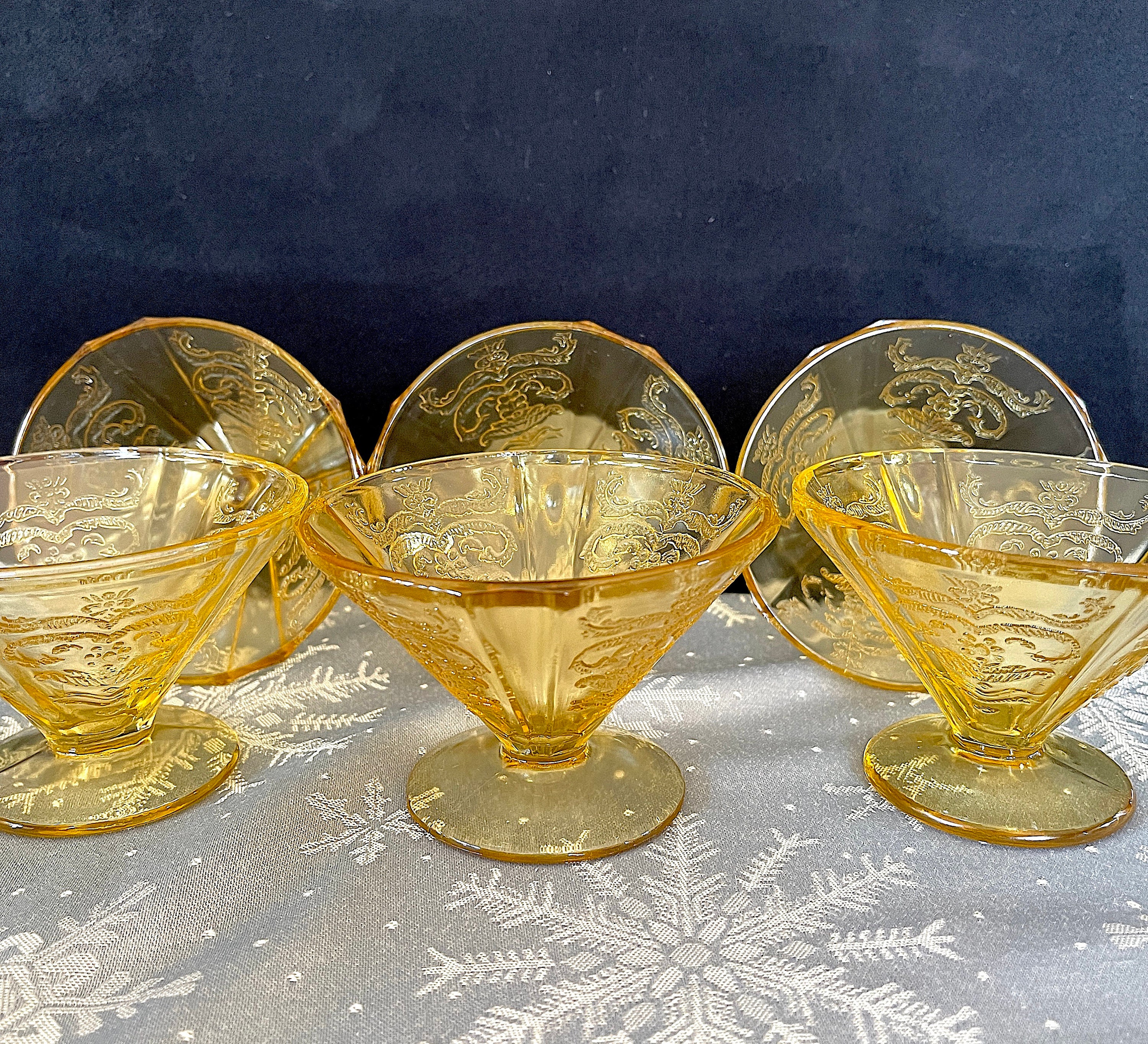 1932-1939 フェデラル グラス社、「マドリード」アンバー シャーベット