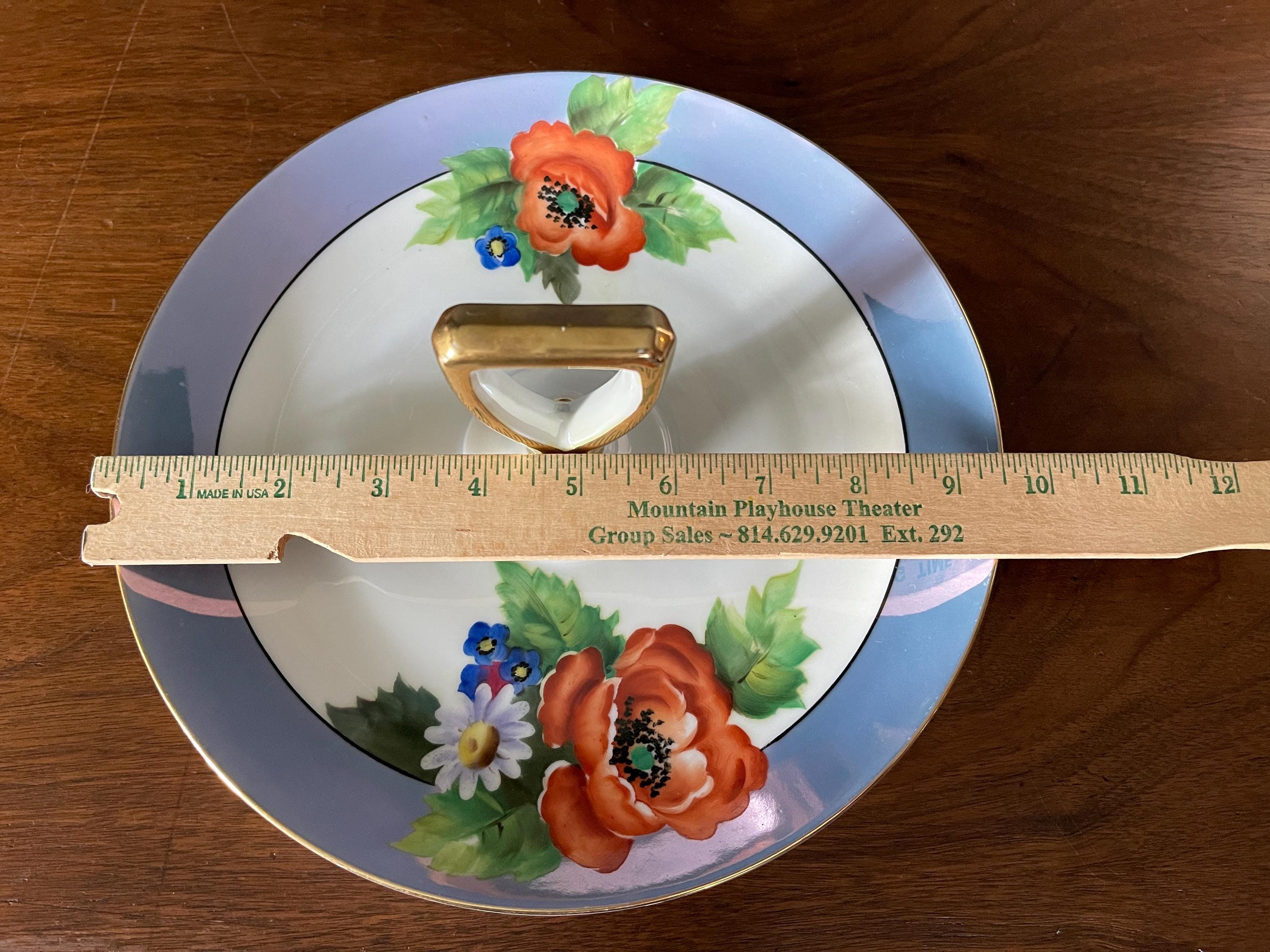 ○Deco Lady・パフボックス○１９２１年・米国輸出○直径１０cm○古則武○ 1910's-20's NORITAKE (M) Hand Painted, Japan, Fine Bone
