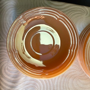 1950&#39;s (7) Fire king Anchor Hocking, Peach Lustre Saucers Sold Together, Excellent VTG Condition, All Moderate to Light Use, Three Rings