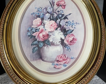 ローズ様 1984 SYROCO Plastic Frame Floral Still-life 3268 Pink Roses