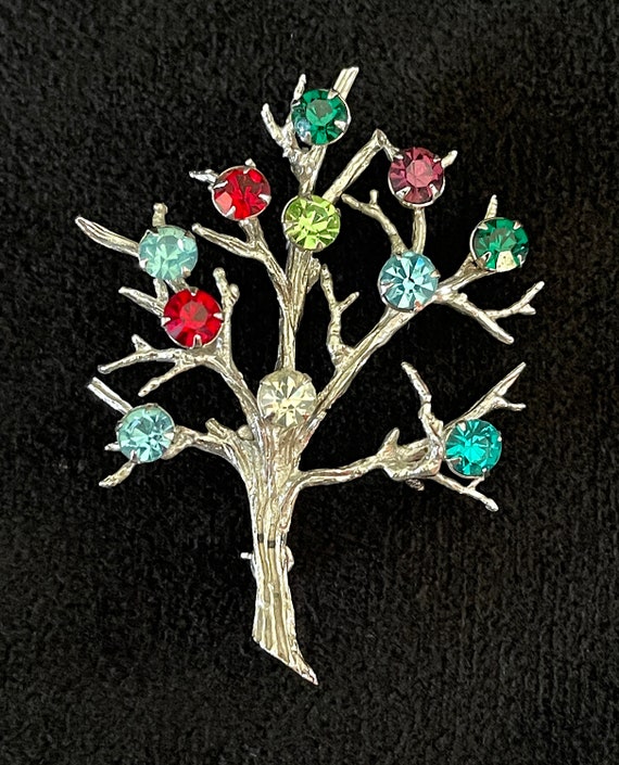 VTG  Sterling Birthstone Tree Pins (2) As Is, Mot… - image 3