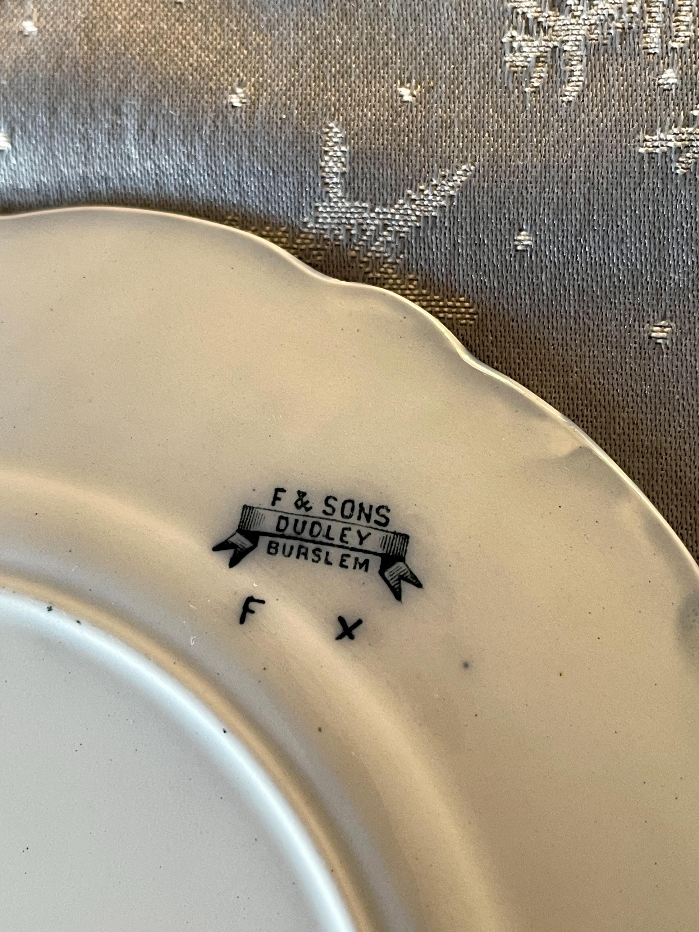 1893-1908 Burslem England, F. & Sons, Flow Blue, 