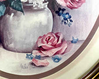 ローズ様 1984 SYROCO Plastic Frame Floral Still-life 3268 Pink Roses