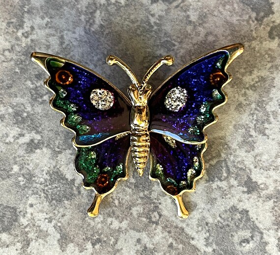 1950's-60's Metallic Enamel Butterfly Scatter Pin… - image 4