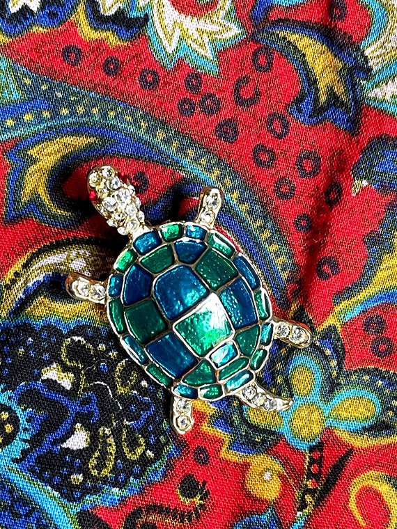 1980's Glitzy Turtle Pin/Brooch, Gold Tone, Metal… - image 8