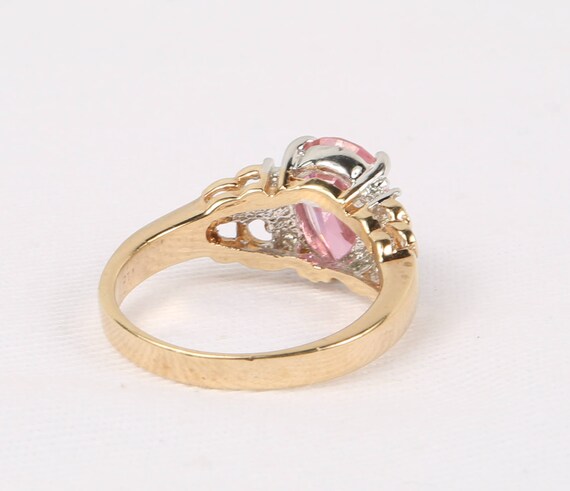 1980 s SETA Cocktail Ring Pink Tear Drop Faceted Crystal Clear