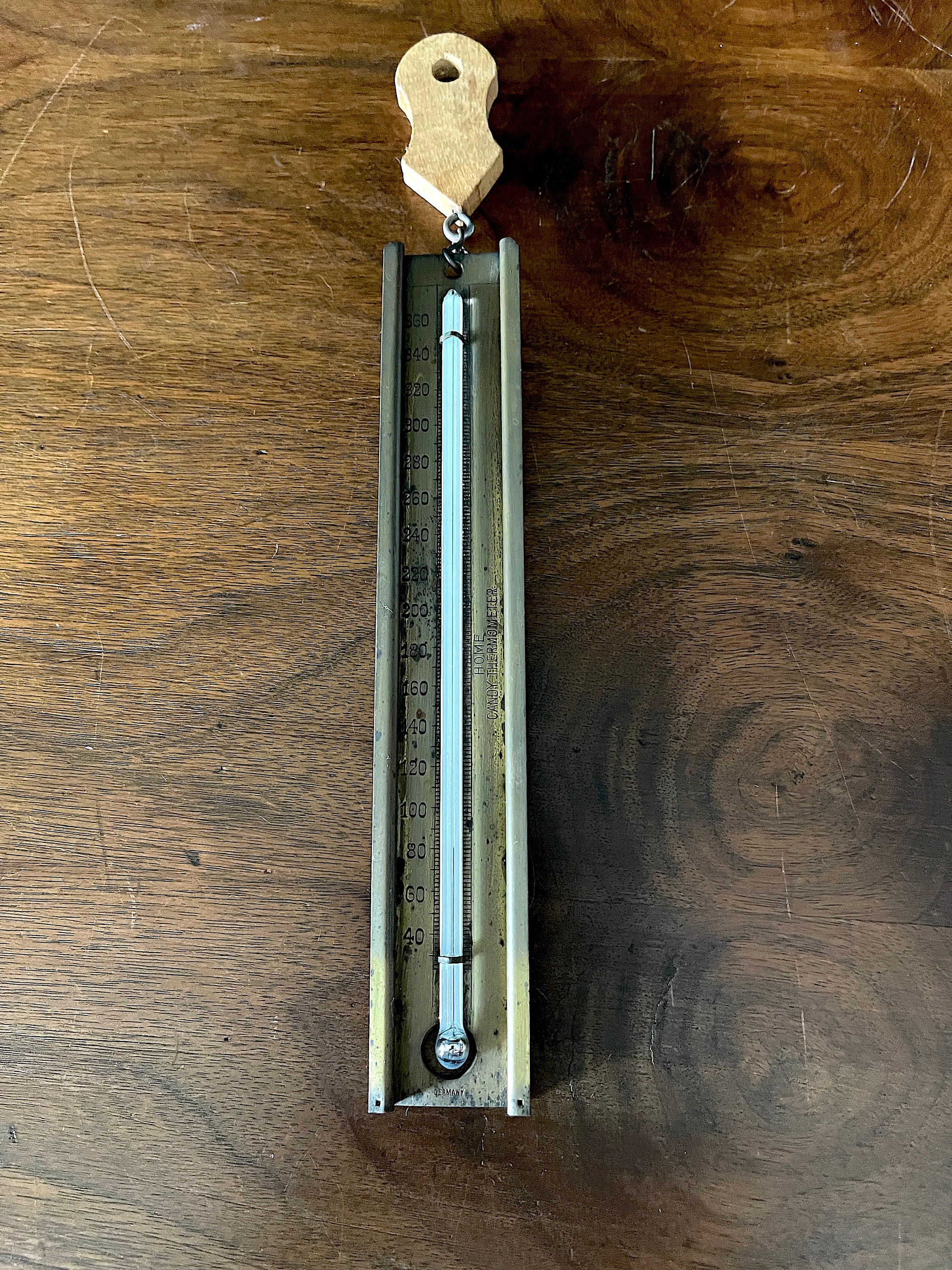 1950's or Earlier Brass Housing Home Candy Thermometer