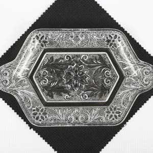 1950&#39;s Anchor Hoching Tray, Sandwich Pattern Hexagon Tray w Tab Handles, Near MINT, Small MFG Flaw in Center, 9-1/4&quot; L X 5-5/8&quot; W.