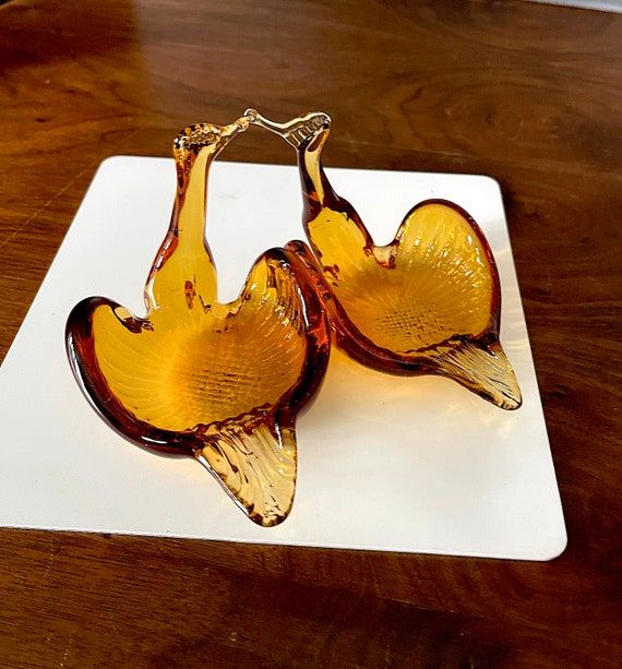 1960's-70's Deep Honey Amber Glass Hand Formed Kis