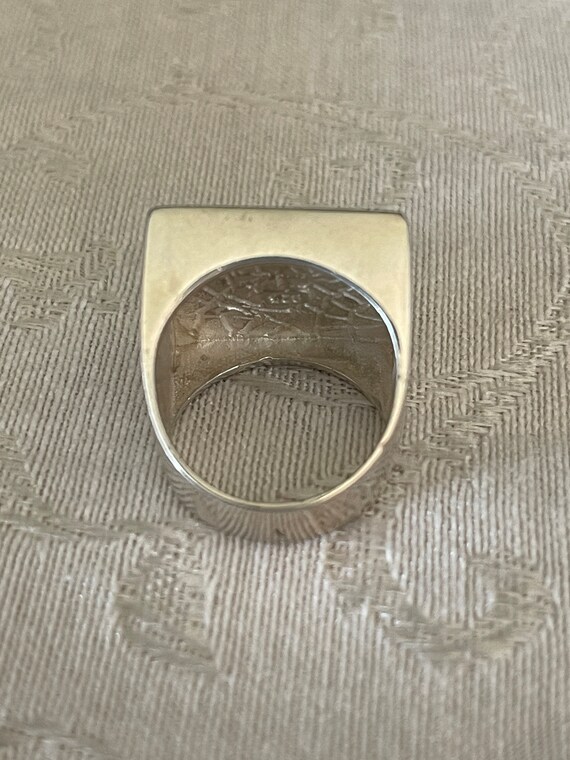 VTG Sterling Silver Flat Top Rectangular Ring wit… - image 6