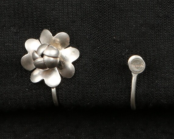 1940's Flower Screw Backs Sterling Articulated He… - image 4