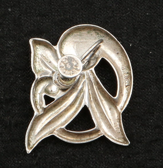 1940's Fleur De Lis Earrings Sterling Art Deco Re… - image 4