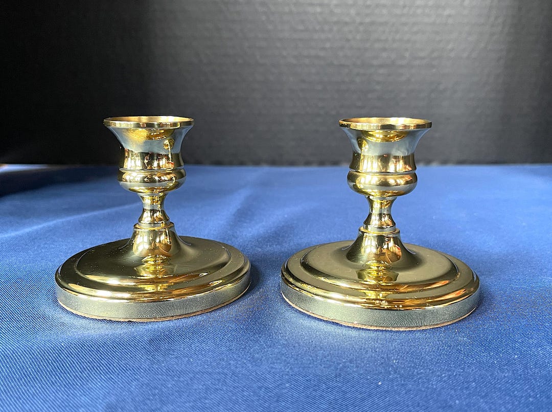 Vtg-disc. BALDWIN Brass Candle Stick Holders. Colonial Style, However ...