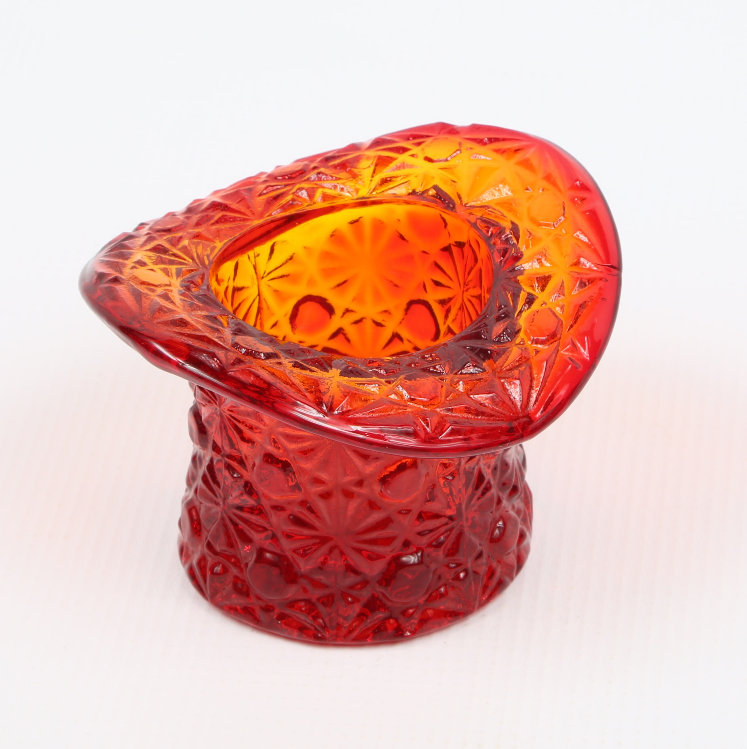 Amberina Glass Hat Fenton Amberina Glass, Daisy & Button Hat Vase Knick...