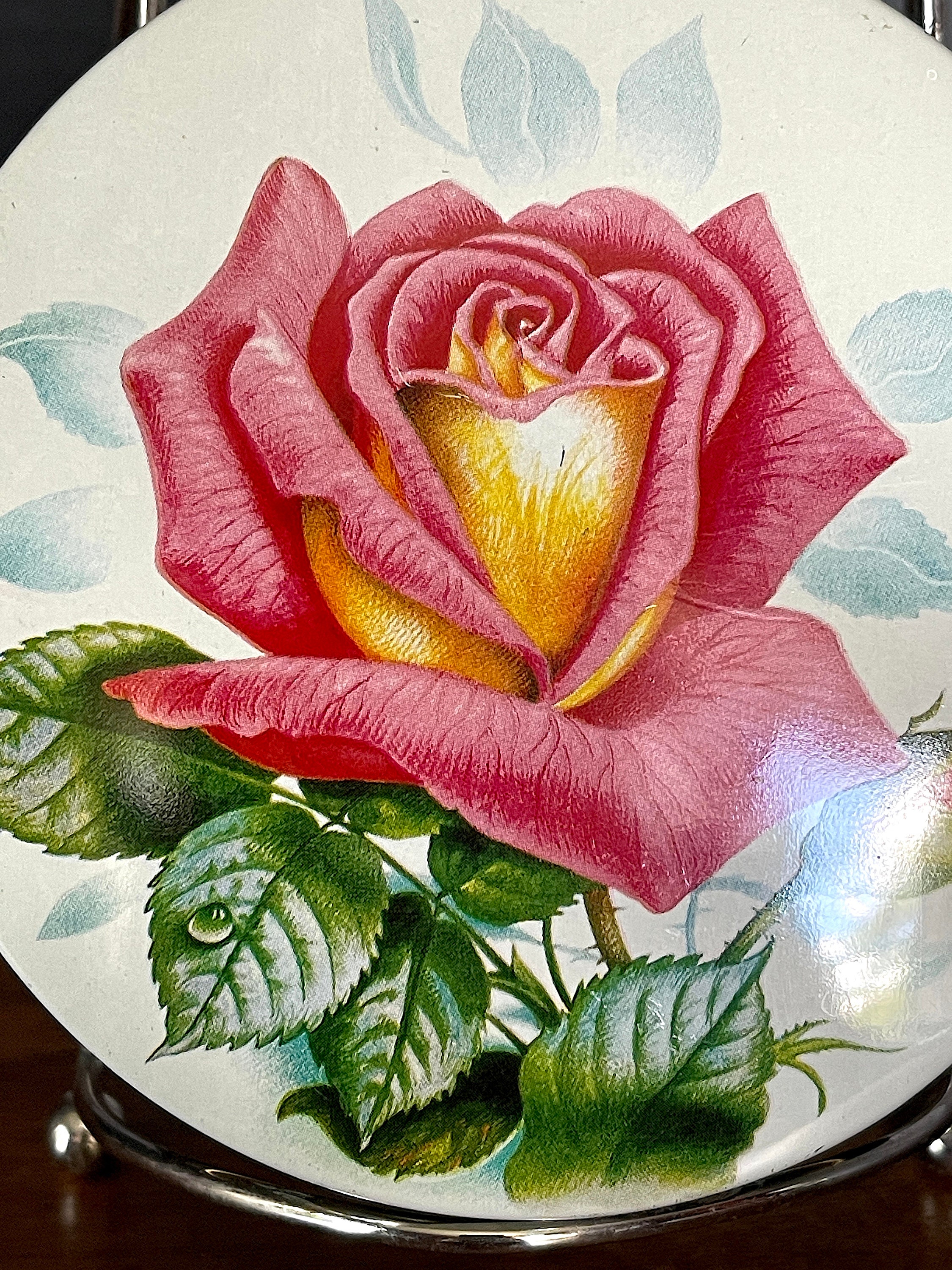1950's-60's Riley's Toffee Tin, Pink N Yellow Rose on Wht Base W Leaves ...