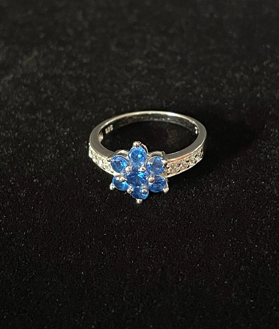 VTG Sterling Silver Blue and Clear CZs Ring, Sapph