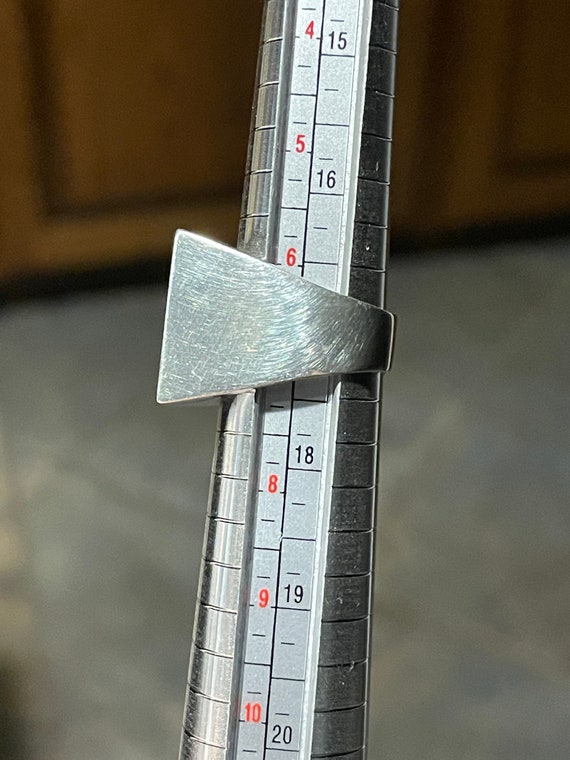 VTG Sterling Silver Flat Top Rectangular Ring wit… - image 10