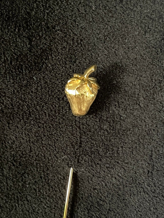 1970's Crown TRIFARI Gold Tone Strawberry Stick Pi