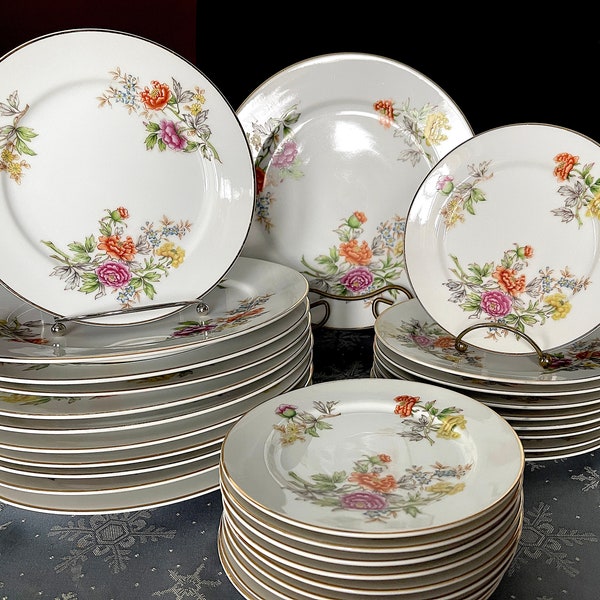 1950's KYOTO "Carmel" Dinner, Salad and BnB Plates, Sizes Below, Great VTG Cond., Some Wear to Gold, No Cracks, Chips or Crazing, Colorful