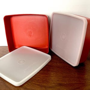 1980's Paprika Tupperware Sandwich Keepers (2), Sold together, Clear Well Fitting Lids, # 1458-8, Great VTG Condition, Some Use Marks,