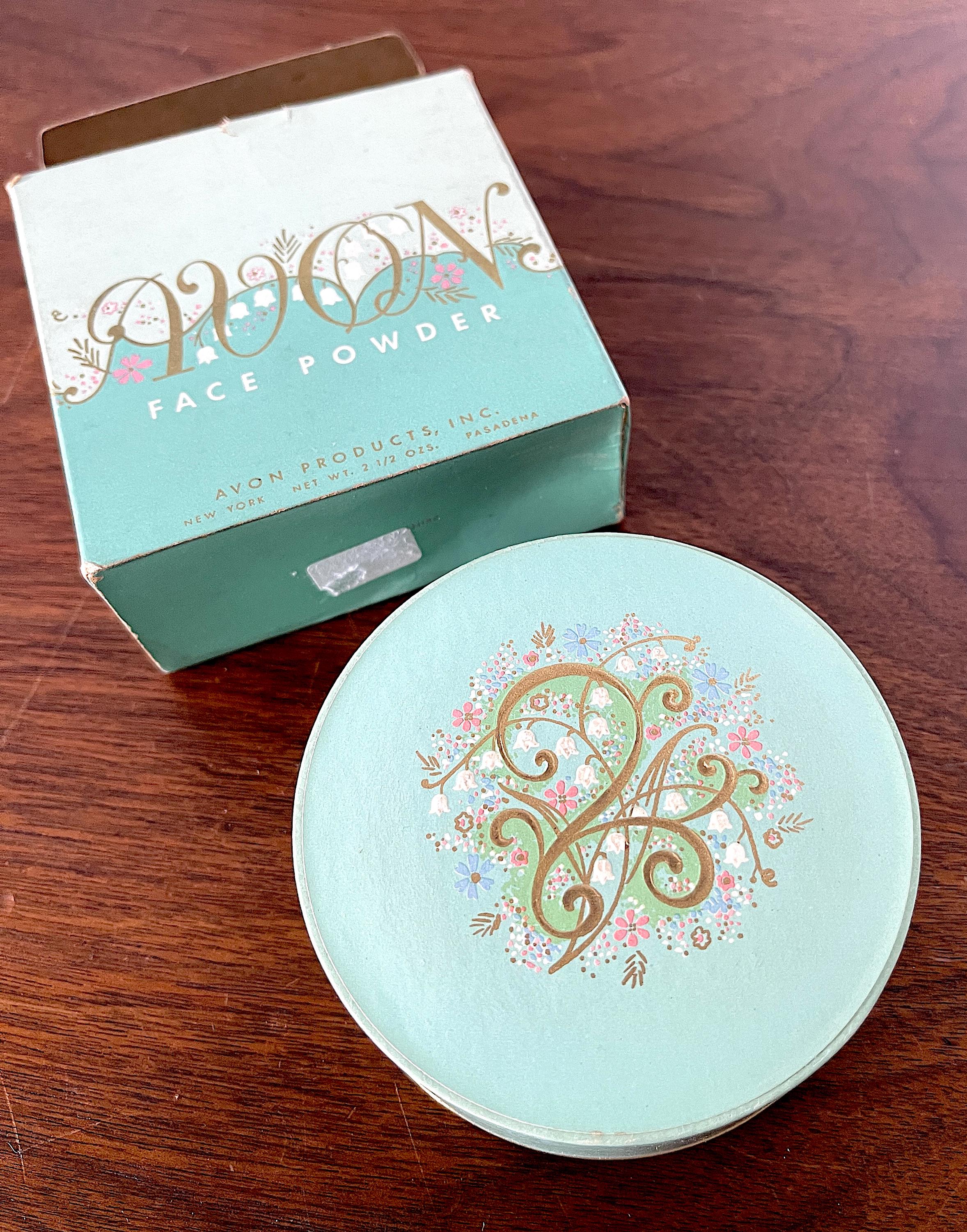 1950's-60's AVON Face Powder Box and Unopened Round Container