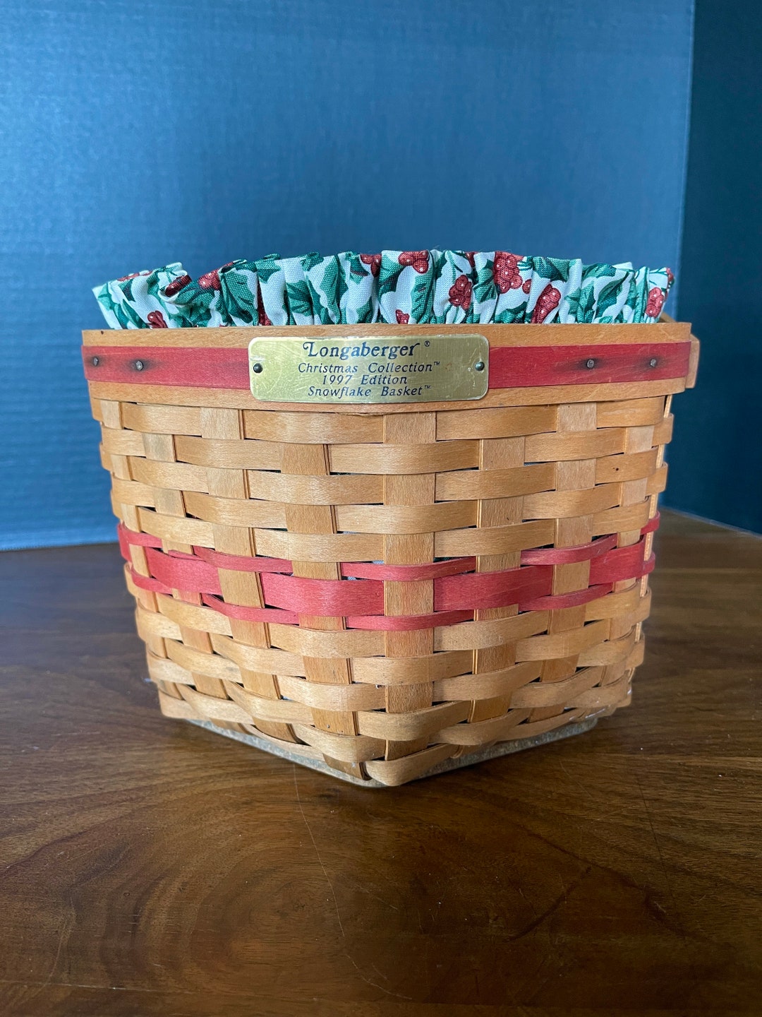 1997 Longaberger Basket, Christmas, 6 Sided Snowflake Basket W Holly ...