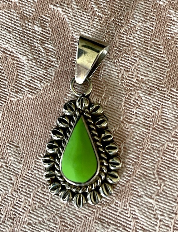 1970's-80's Mexico Made Green Turquoise Tear Drop Pen… - Gem