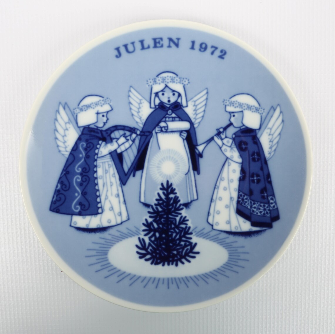 Blue Christmas Plate Julen Porsgrund Norway Blues on White Etsy