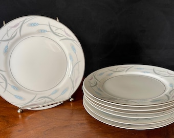1960&#39;s (6) Valmont B n B Plate Royal Wheat, Blue Wheat, Gray Leaves, Purple. Price is for One. Excellent VTG Cond., Light Wear