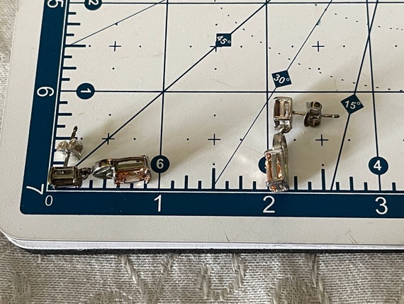 VTG Sterling Silver Posts Double Rectangular Crys… - image 6