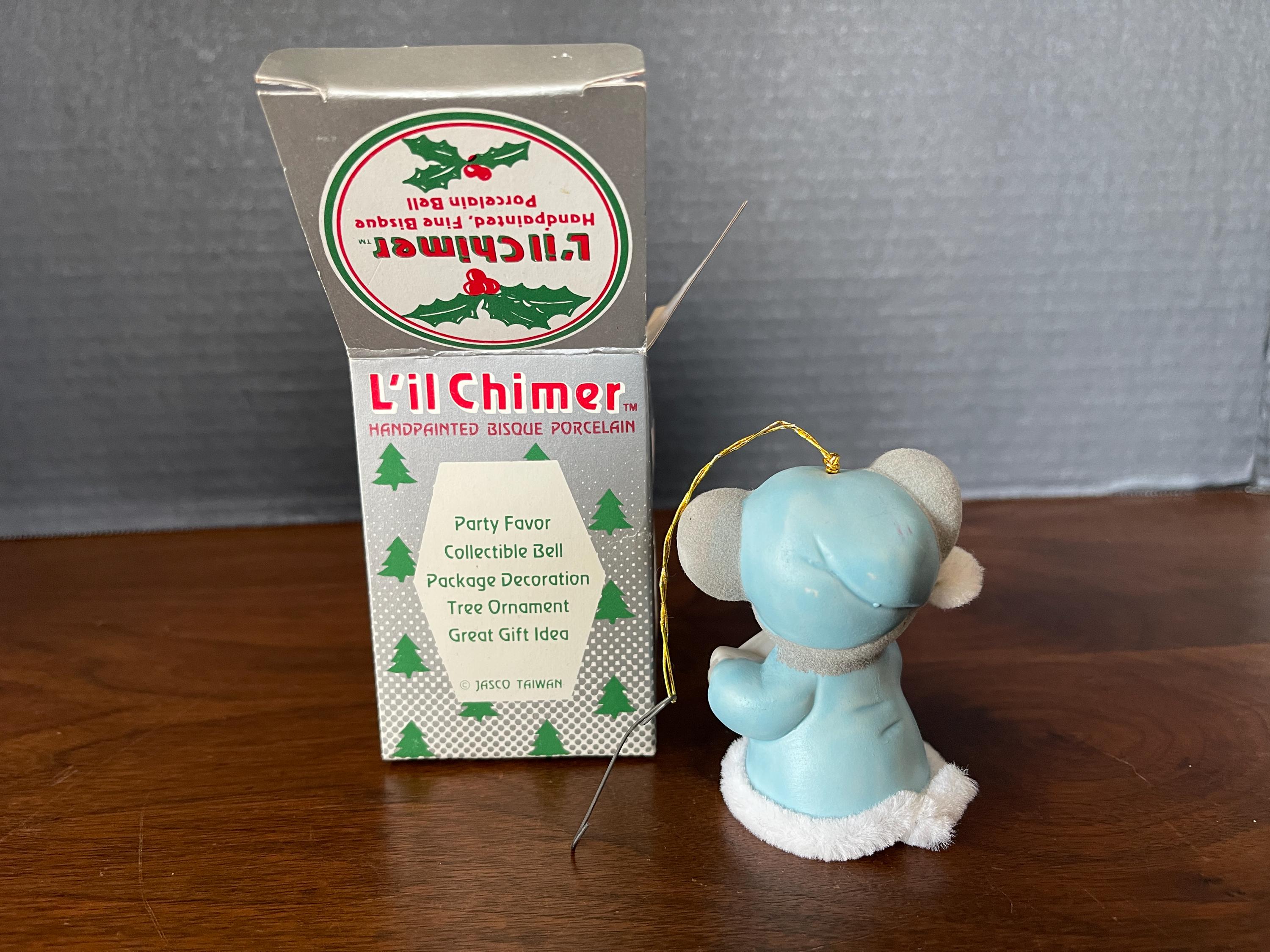 【まーちゃんさま】* vintage ornament ❀ * 淡いブルーのベル 1980's JASCO L'il Chimer Christmas Ornament, Mouse in Blue