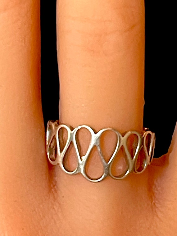 VTG Sterling Silver Loop De Loop Wide to Narrrow … - image 1