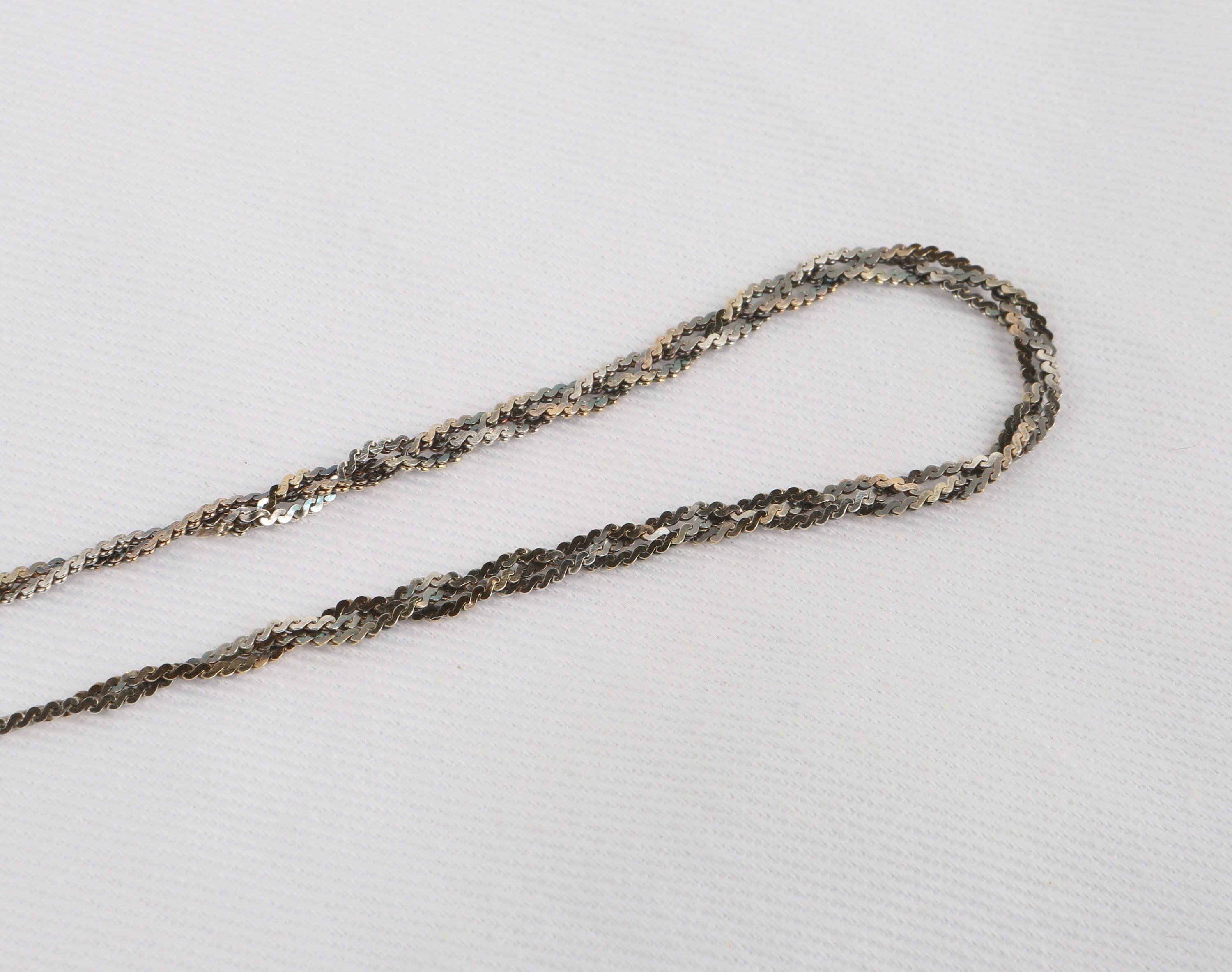 1970's Sterling Necklace Italy .925 Braided Chain 15-7/8 1970's Sterling Necklace Italy .925 Braided Chain 15-7/8