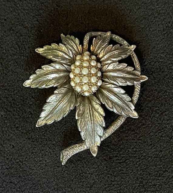 1950's Tortolani Exotic Textured 3D Flower Brooch… - image 1
