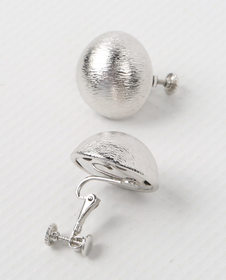 50s sterling beaded large dome screw-back earrings