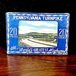 1950 Pennsylvania Turnpike 20 kaartenset, "The World's Greatest Highway", elke kaart heeft een foto met beschrijving op de achterkant, geweldige gebruikte VTG Cond.