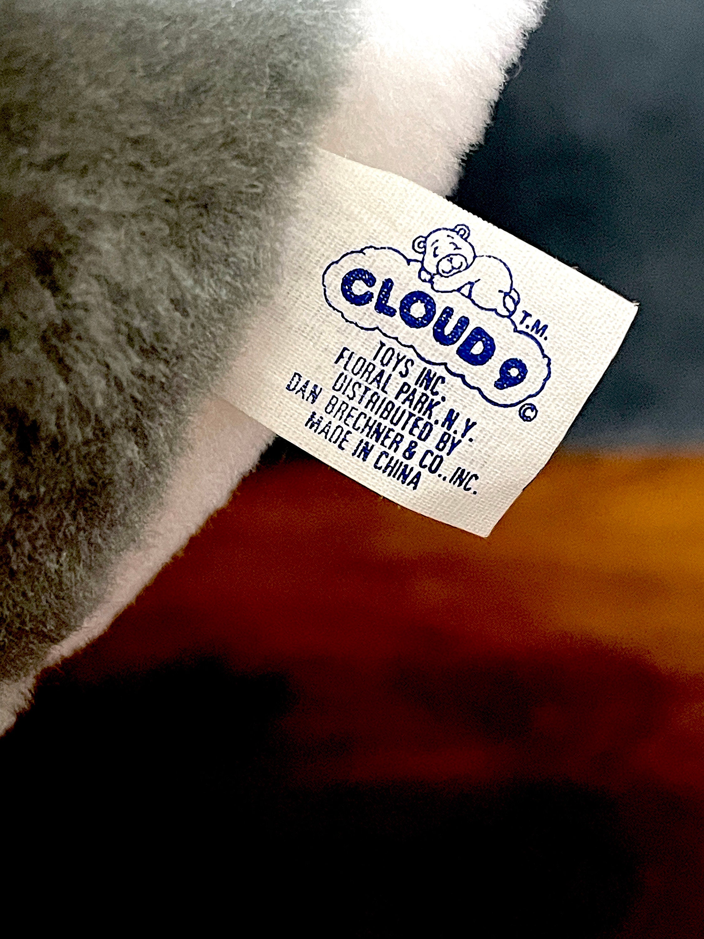 1980's Cloud 9 Toys, Inc., Plush Gray & White Shark, Felt Teeth