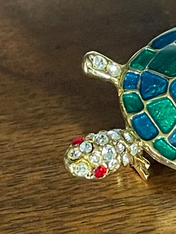 1980's Glitzy Turtle Pin/Brooch, Gold Tone, Metal… - image 6