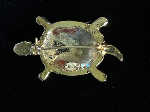 1980's Glitzy Turtle Pin/Brooch, Gold Tone, Metal… - image 4