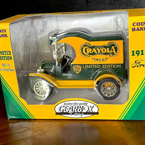 1998, 1912 Ford Crayola Delivery Car, Clearbox Toys & Collectibles, Goodyear n Wingfoot, Locking Bank, Limited Edition, Serial # 21303