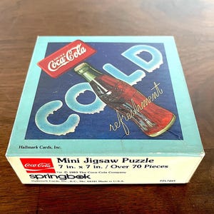 1983 The Coca-Cola Company Jig Saw Puzzle, Hallmark Cards, Inc. Springbok, Made in USA 7" x 7" Over 70 Pcs. all There, Excellent VTG Cond.