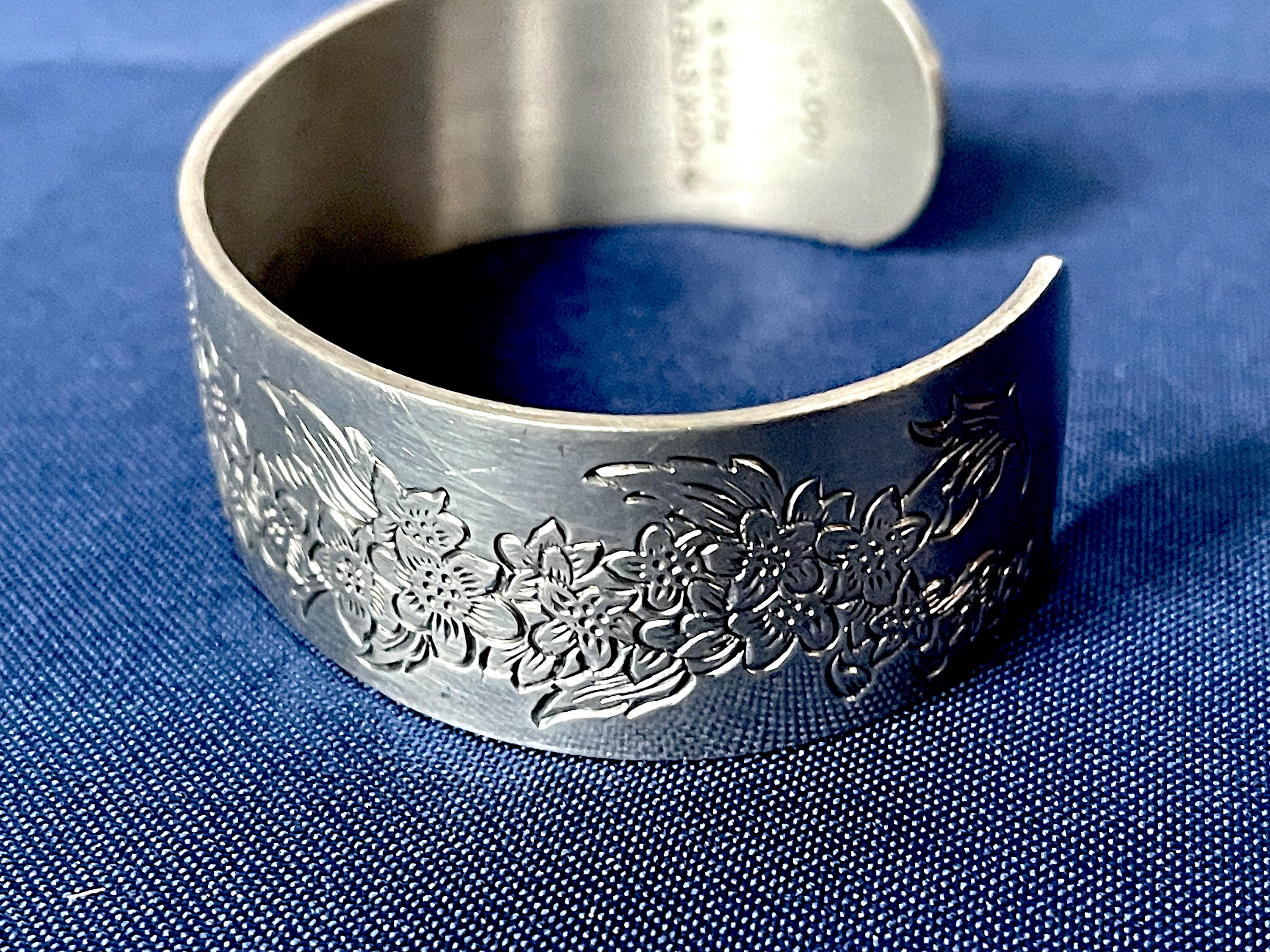 1970's-80's Pewter Cuff Bracelet, Kirk Stieff 