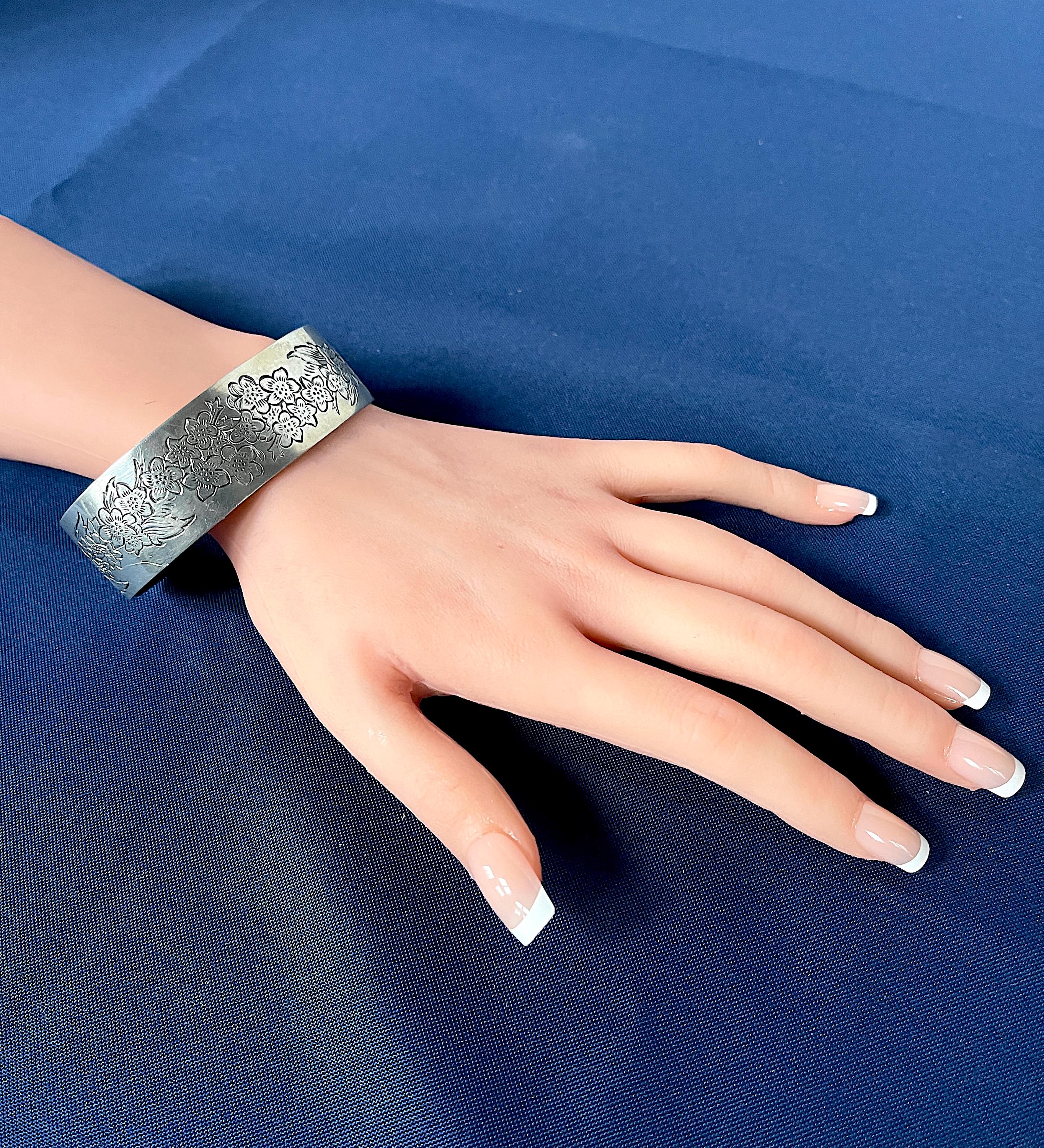 1970's-80's Pewter Cuff Bracelet, Kirk Stieff 