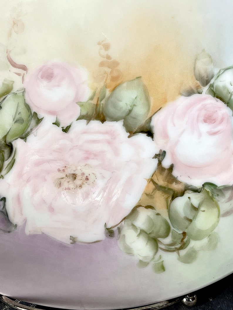 1915 Victorian Porcelain Hand Painted Pink Roses 10 - Etsy