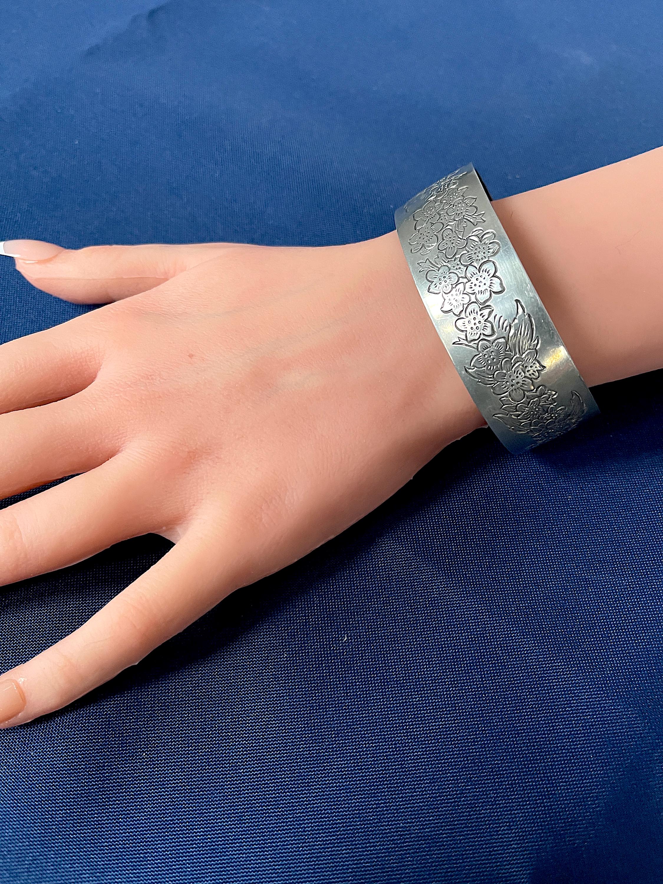 1970's-80's Pewter Cuff Bracelet, Kirk Stieff 